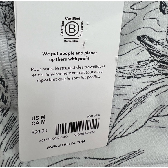 NWT Athltea Conscious Crop Bra A-C Tank White Black Design - Picture 6 of 6